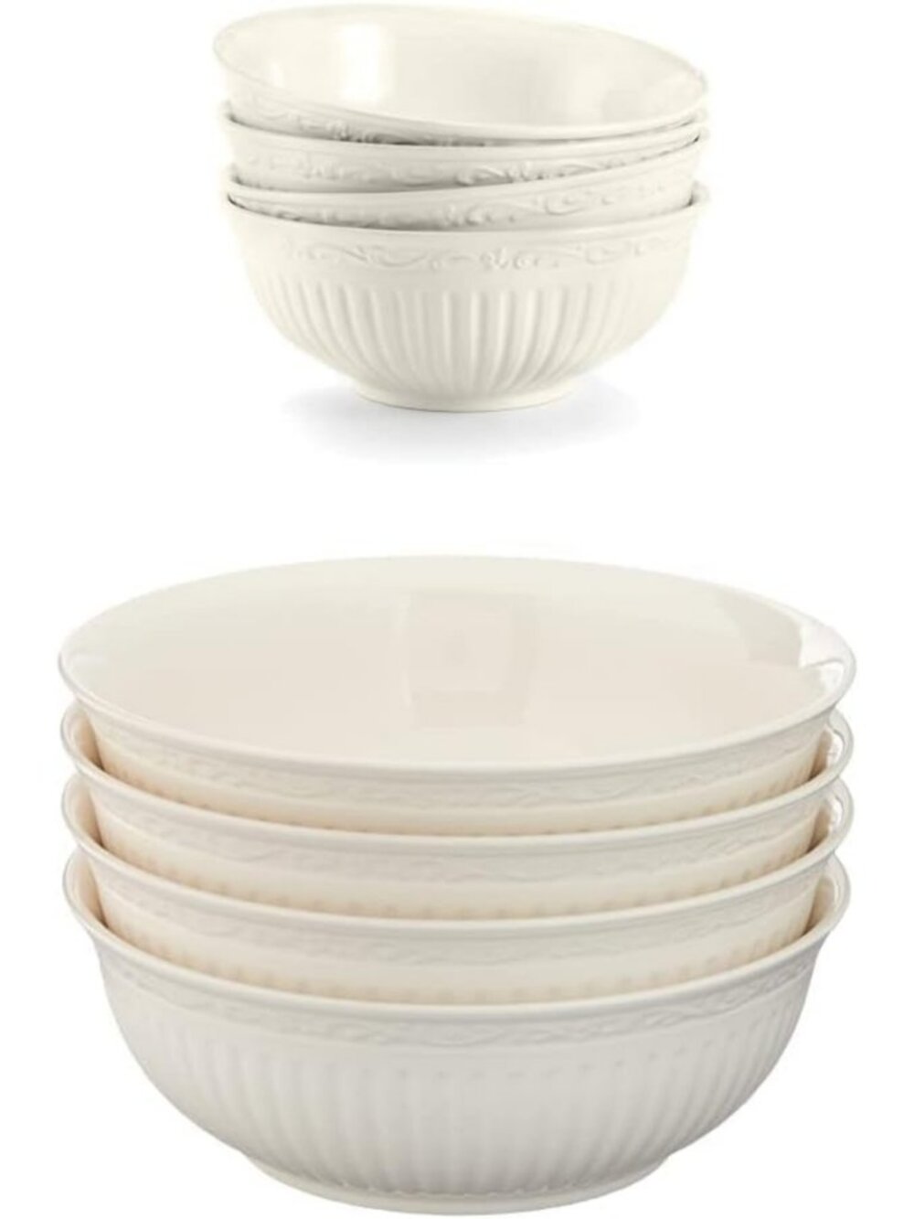 Elegant Italian Fruit & Soup Bowls Set of 4 - 5.25" & 7" Cereal Dishes